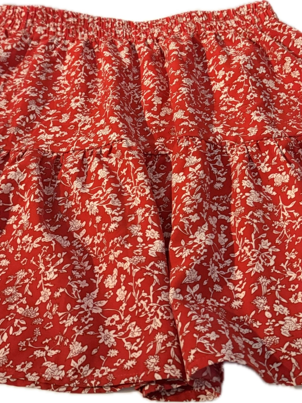 Women's Red Floral Tiered Skirt size Large